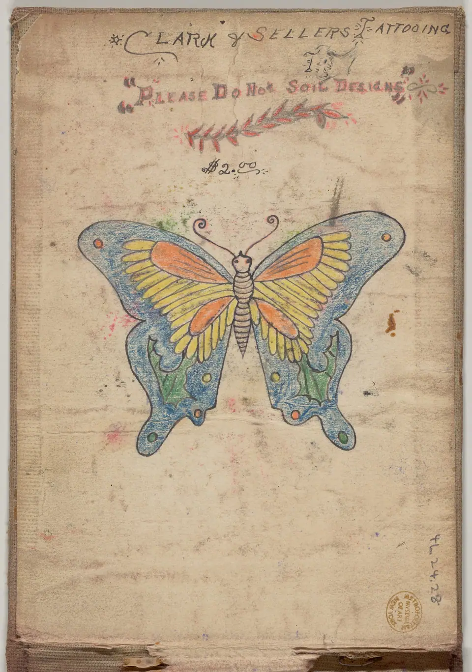Diseño antiguo de flash de mariposa, estilo tradicional