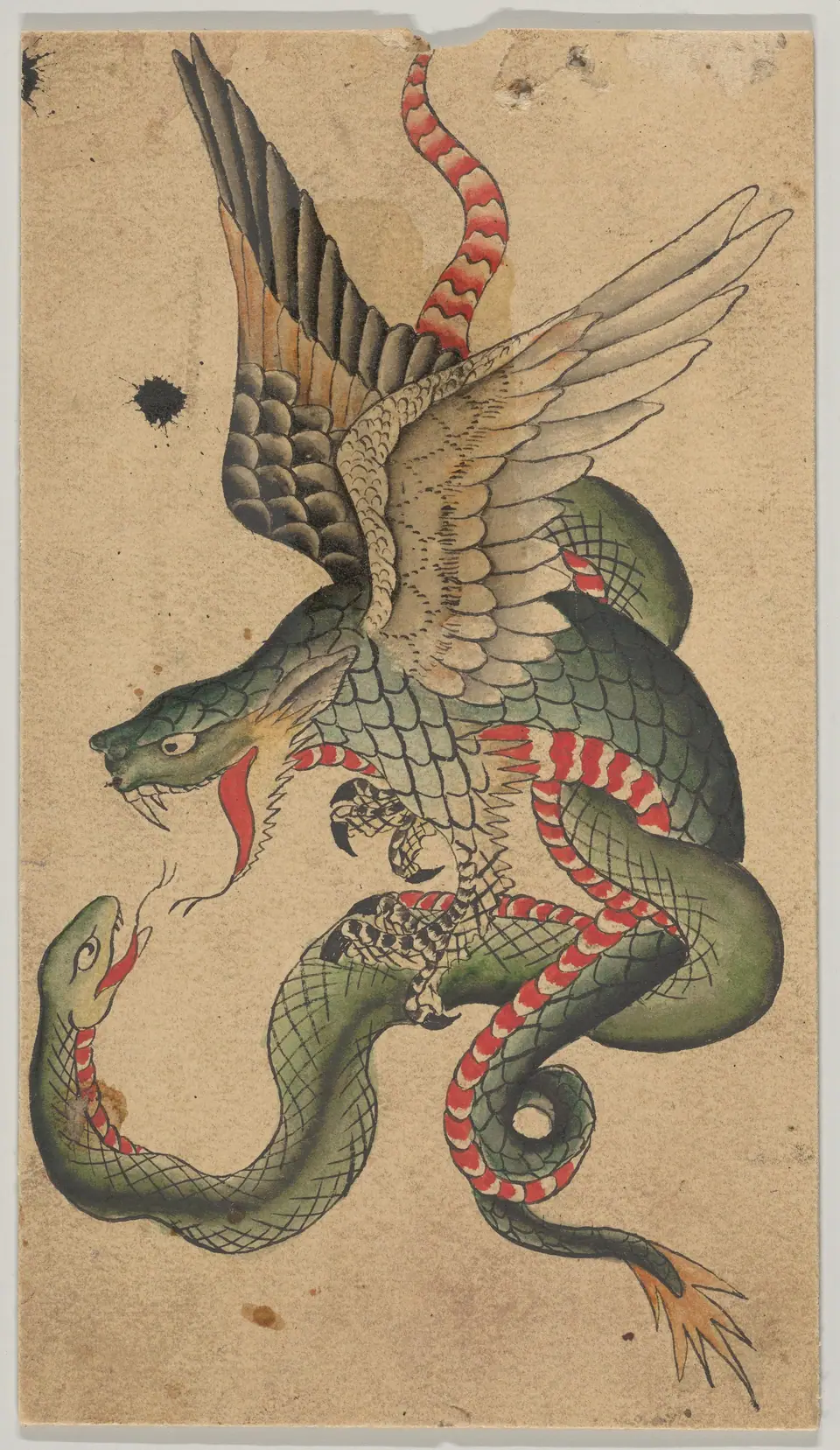 Diseño antiguo de flash con serpiente y grifo